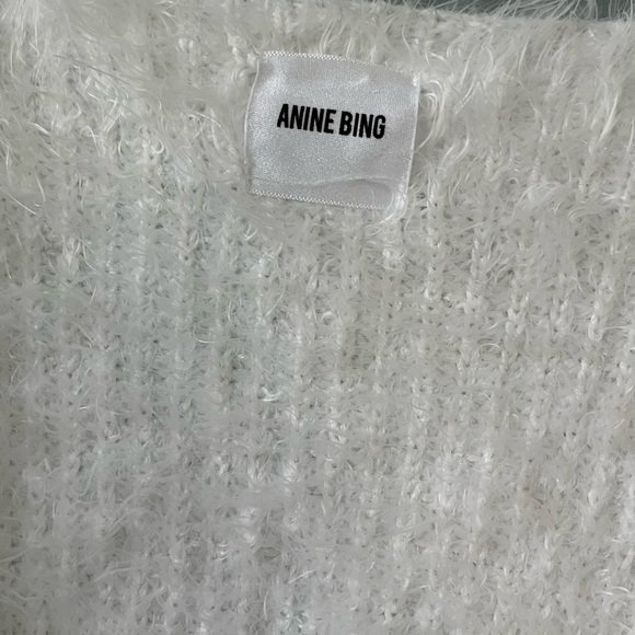 Anine Bing White Fuzzy  Button Closure Knit Cardigan Womens Size Medium - Picture 2 of 7